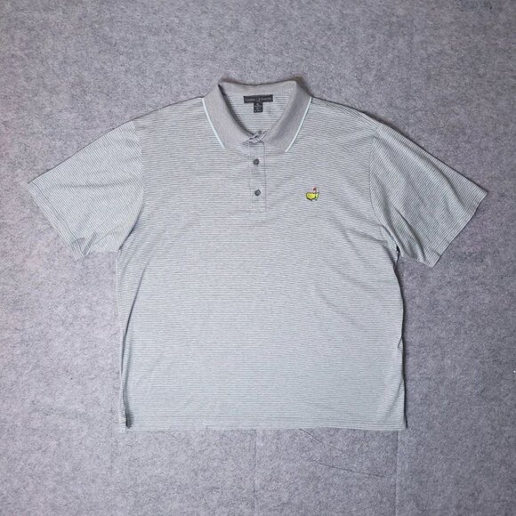 CLUBHOUSE COLLECTION Italy Mens Masters Golf Polo Blue Gray Stripe Shirt XL - Picture 2 of 7